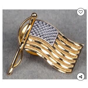 14K YELLOW GOLD~GOD BLESS AMERICA~AMERICAN FLAG SUIT LAPEL PIN~UNISEX~ 🇺🇸